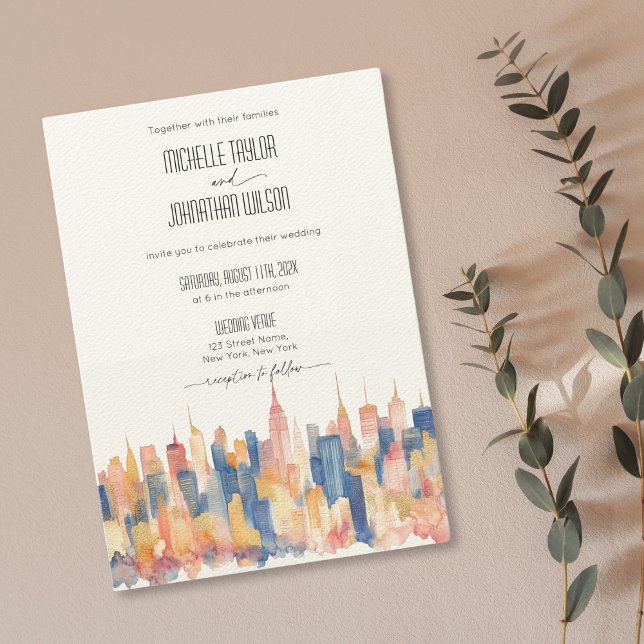 Invitation Rero New York City Destination Mariage Aquarelle (Créateur téléchargé)