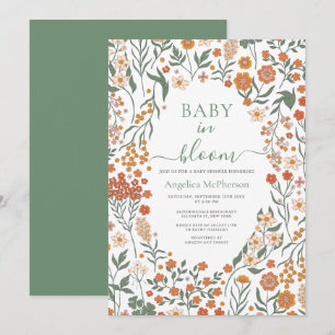 Invitation Reseda Fleurs sauvages vertes Frame Baby in Bloom
