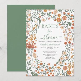 Invitation Reseda Fleurs sauvages vertes Frame Baby in Bloom