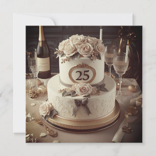 INVITATION RÉSERVÉ 25E MARIAGE CAKE ANNIVERSAIRE