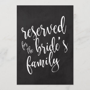 Invitation Réservé à la famille de la mariée Panneau à craie 