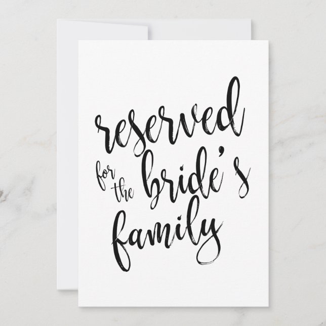 Invitation Réservé à la famille de la mariée - Panneau aborda (Devant)