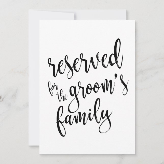 Invitation Réservé à la famille du marié  Panneau de signe ab (Devant)