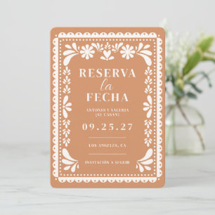 Invitation Réservez la Date Papier Découpé Mariage Mexicain