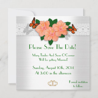 Invitation Réservez la date pour le mariage, Hibiscus