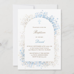 Invitation Respiration de bébé blanc bleu baptême de bébé gar