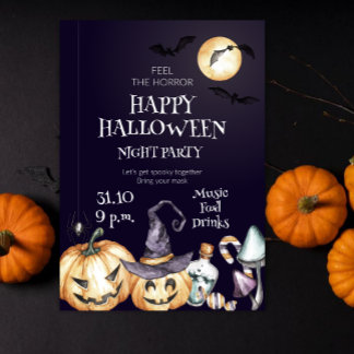 Invitation Ressentez l'horreur Joyeuse fête d'Halloween Party