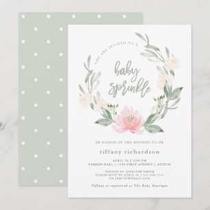 Invitation Ressort Aquarelle Floral Baby Sprinkel