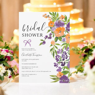 Invitation Ressort Boho violet orange Floral douche nuptiale