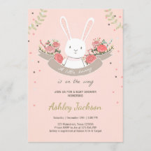 Ressort de lapin d'invitation de baby shower de