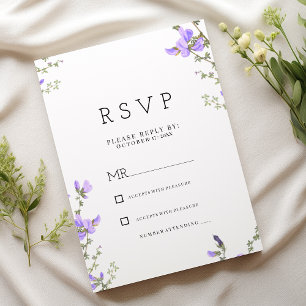 Invitation Ressort lilas vert fleur sauvage jardin boho RSVP