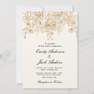 Invitation ressort simple main dessinée Floral élégant mariag