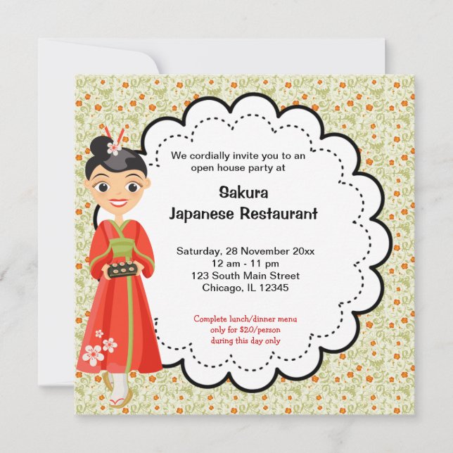 Invitation Restaurant d'ouverture japonaise (Devant)