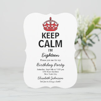 Invitation Restez calme dix-huitième anniversaire