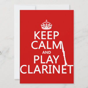 Invitation Restez calme et jouez au Clarinet (n'importe quell