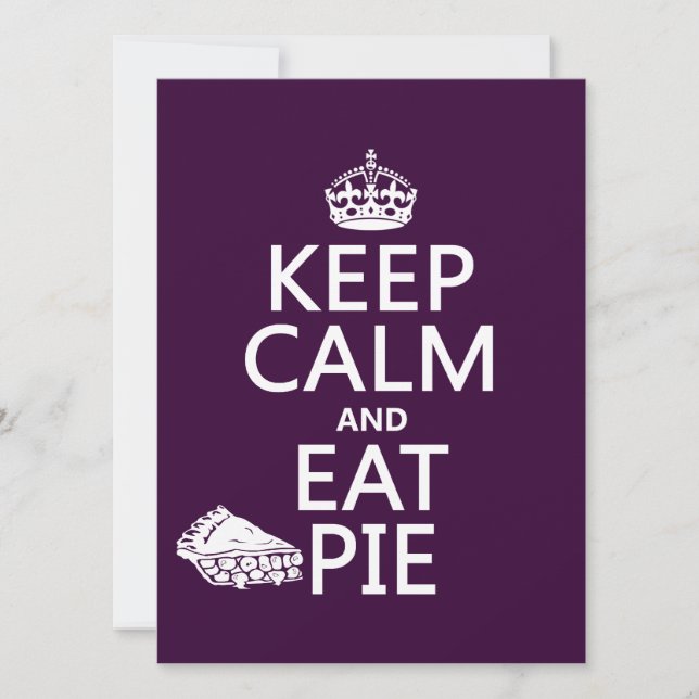 Invitation Restez calmes et mangez de la tarte (Devant)