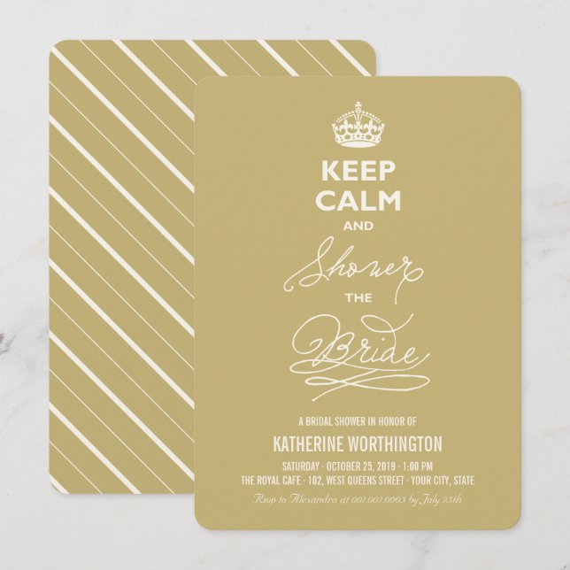 Invitation Restez Douche Calme La Mariée Fête des mariées Drô (Devant / Derrière)