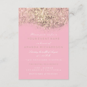 Invitation Résumé Événement Glamour Rose Pailleté Étincelant 