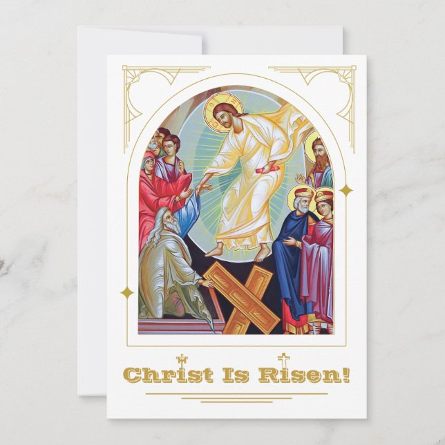 Invitation Résurrection du Christ "Anastasis" Pâques orthodox (Devant)