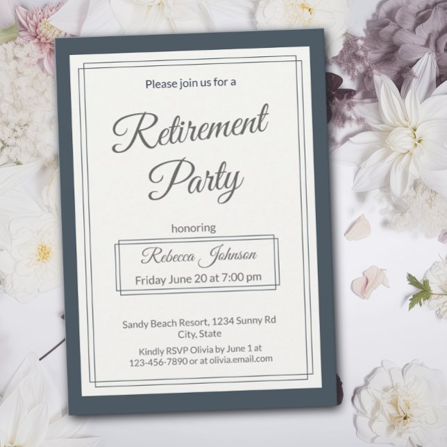 Invitation Retirement Party Classic Simple Gray And Cream (Créateur téléchargé)