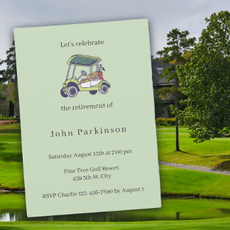 Invitation Retirement Party Golf Cart Golf Lover