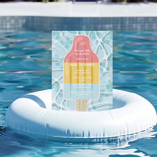 Invitation Retour à la fête de la piscine scolaire (Créateur téléchargé)