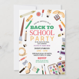 Invitation Retour À La Fête De L'École Stationnaire Pencils I