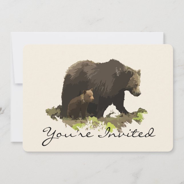 Invitation Retour à la nature, fête d'anniversaire de l'ours  (Devant)