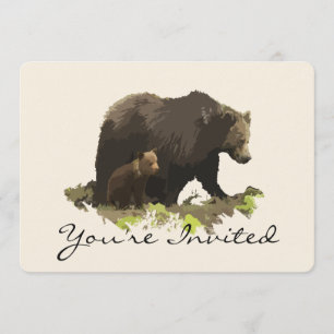 Invitation Retour à la nature, fête d'anniversaire de l'ours 