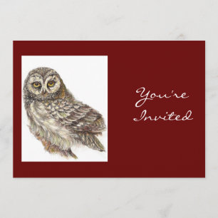 Invitation Retour à la nature, hibou, oiseau, fête d'annivers