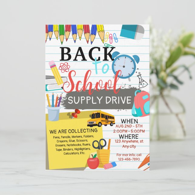 Invitation Retour à l'école à la fin de la fête d'été (Debout devant)