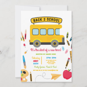 Invitation Retour À L'École Bus Fête Garçons Filles
