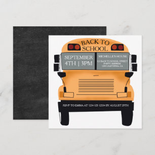 Invitation Retour à l'école drôle bus fin de la fête d'été