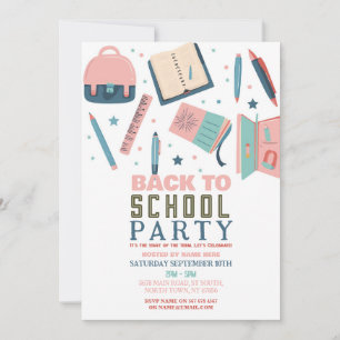 Invitation Retour À L'École Fun Stationnaire Rose