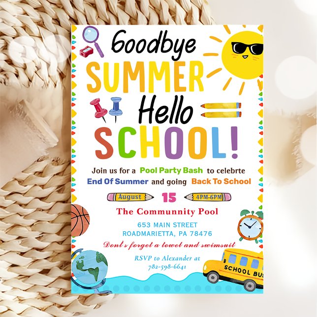 Invitation Retour À L'École GoodBye Summer Hello School (Créateur téléchargé)