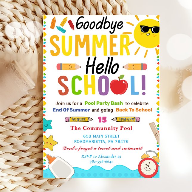 Invitation Retour À L'École GoodBye Summer Hello School (Créateur téléchargé)