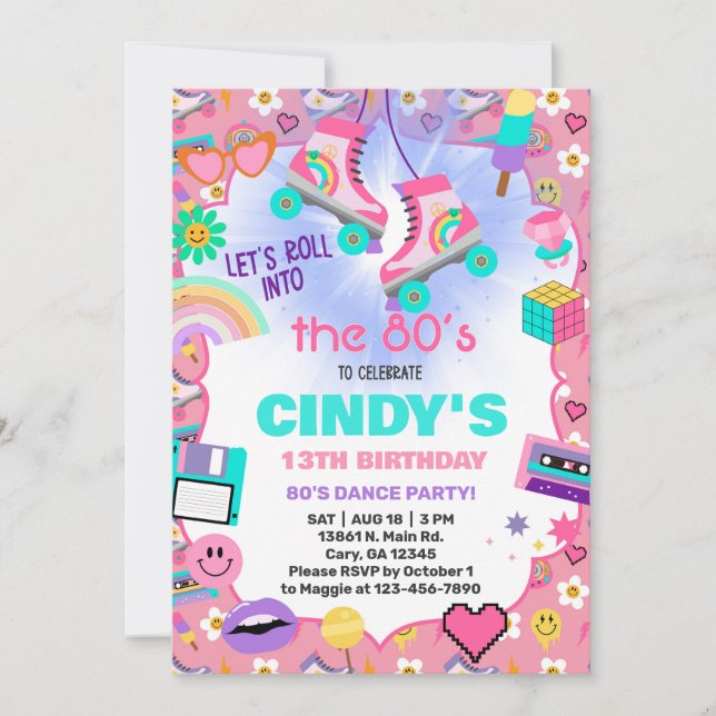 Invitation Retour à l'invitation d'anniversaire du patinage à (Devant)