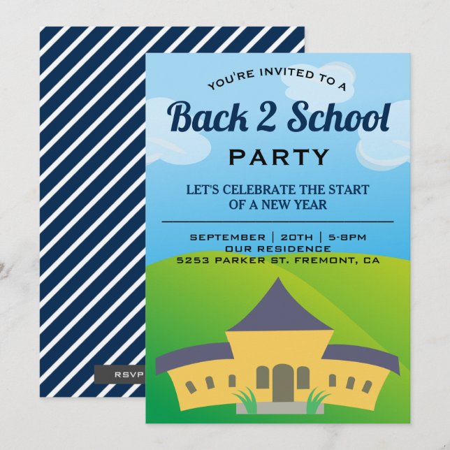 Invitation Retour à l'invitation de la fête scolaire (Devant / Derrière)