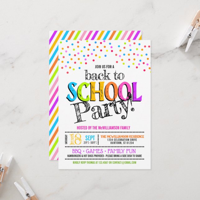 Invitation Retour à l'invitation de la fête scolaire (Devant/Arrière en situation)