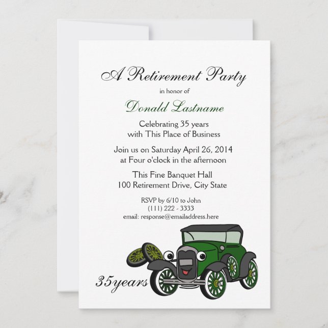 Invitation Retrait de voiture ancienne (Devant)