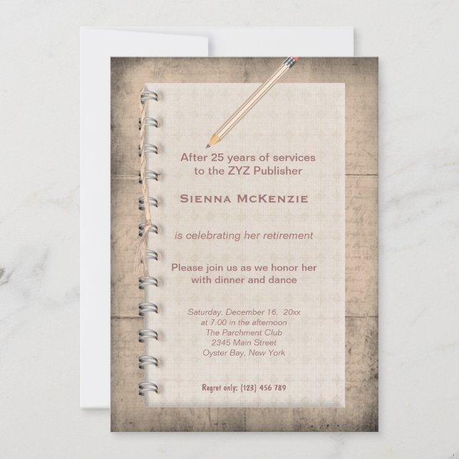 Invitation Retrait des notes de bloc (Devant)