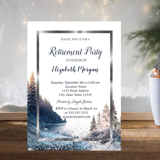 Invitation Retrait du paysage de la trame d'argent Confetti (Créateur téléchargé)