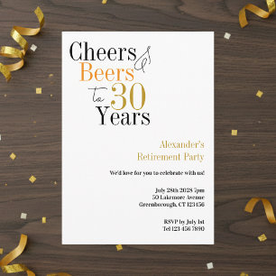 Invitation Retraite 30 ans Salutations et bières minimaux