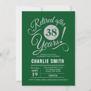 Invitation Retraite - Argent vert foncé