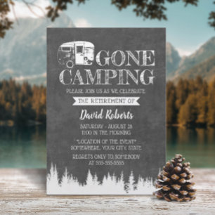 Invitation Retraite Camping Rustic Forest Chalkboard
