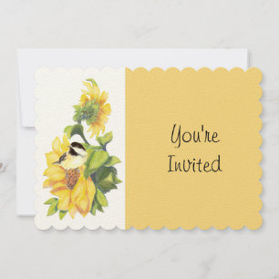 Invitation Retraite d'anniversaire Chickadee Tournesol art