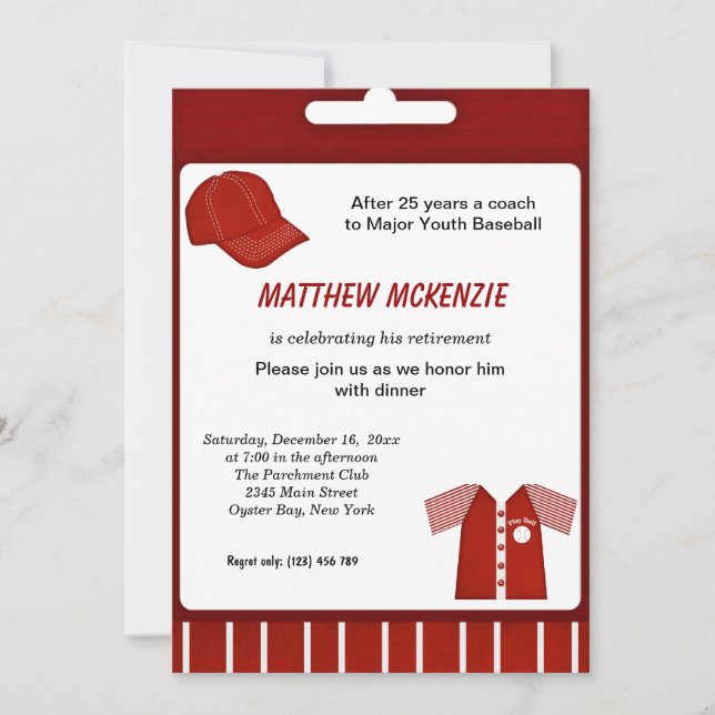 Invitation Retraite de baseball (Devant)