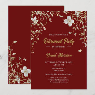 Invitation Retraite de cadre Floral Or Bourgogne 2025