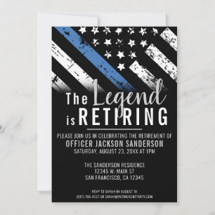 Invitation Retraite de la police Ligne Bleue Mince Applicatio