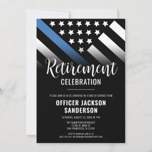 Invitation Retraite de la police Ligne Bleue Mince Applicatio